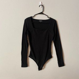 Black square neck body suit